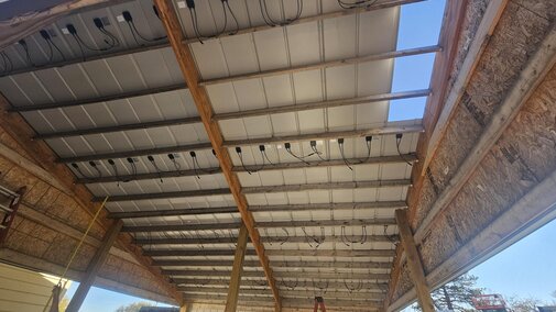 Underside of overhang with solar panels installed Nov 14, 2024