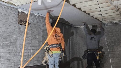 Installing basement ceiling panels 12/23/24