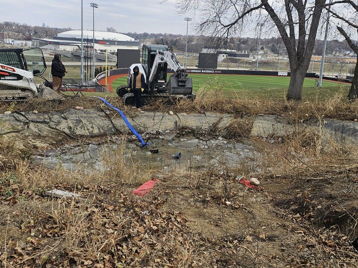 Draining pond December 2, 2024